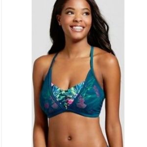 Xhilaration D/DD Floral Mesh Bikini Swim Top